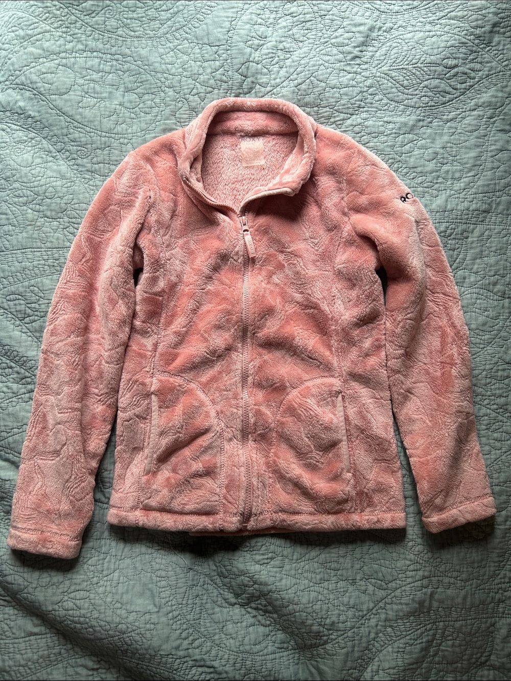 Roxy Pink Plush Full-Zip Fleece Jacket L